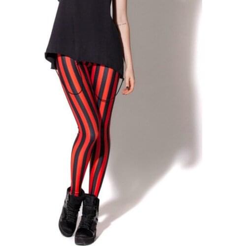 Striped Printing Black Leggings Red Green Pink Striped Sport Women Leggings S To 4XL Size 4 Patterns