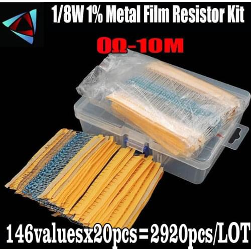 1/8W 0.125W 141valuesx10pcs=1410pcs 0R~10M 1% Metal Film Resistor Assorted Kit