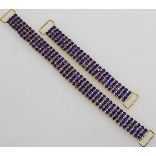 Fashion new 1pc Crystal Royal blue Rhinestone Bikini Swimwear Connectors/ Buckle crafts Metal Chain Swimwear clothing decorate