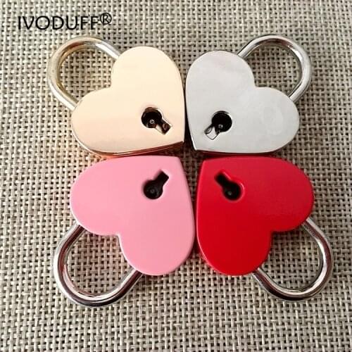 1 piece heart retro metal mini padlock bag suitcase suitcase key lock with key