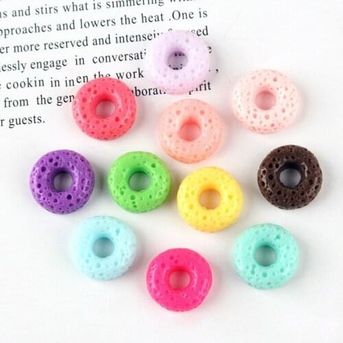 100Pcs Color Imitation Donuts Flat Back Resin DIY Craft Supplies Kids Hair Accessories Phone Shell Patch Arts Decor Materials