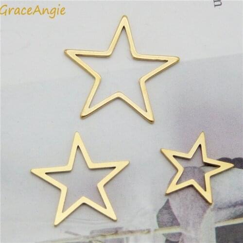 12pcs/lot Gold Geometric Hollow Star Glue Blank Pendant Charms Pendants DIY Jewelry Necklace Earrings Making Accessaries