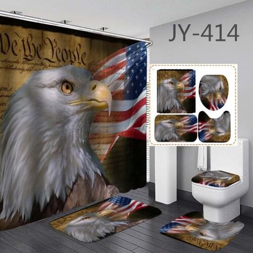 2021 Animal Bathroom Set With Shower Curtains American Flag Eagle 3D Printed Shower Curtains Waterproof Polyester Bath Screen