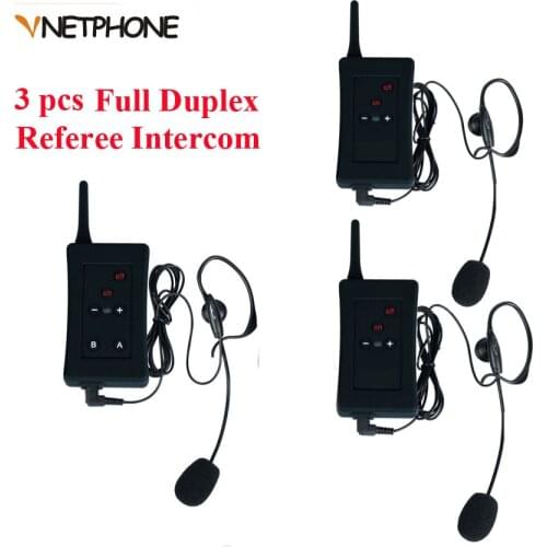 3 pcs 2017 Latest Football Soccer Referee Intercom Motorcycle Intercom Interfone Full Duplex Bluetooth Referee Headset Headphone