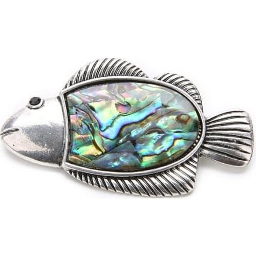 33x59mm Fish Shape Natural See Paua Abalone Shell Charm Pendant for European Necklace DIY Jewelry Making Finding Supplier