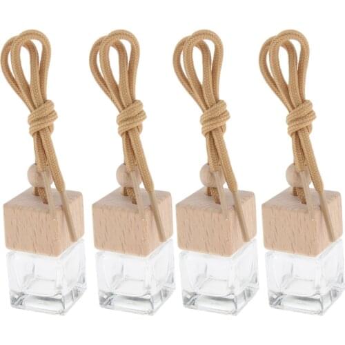 4Pcs 6ML Car Hanging Perfume Bottle Essential Oil Aroma Vials Pendant Decor