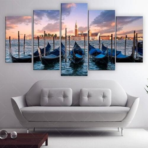 5 piece canvas art room decoration HD Printed venezia venice italy 5 panel print poster picture canvas Free shipping