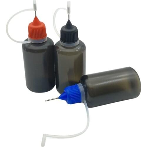 5pcs Empty Black PE 30ml Vial Plastic Dropper Bottles With Metal Needle Cap E Liquid PE Bottle