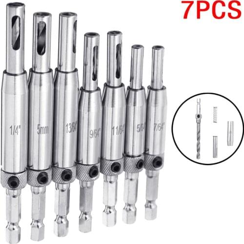 7pcs Drill Bits Hole Puncher Hinge Tapper Centering Hole Saw Wood Cutter Tools Set Puncher Supplies