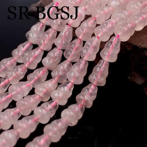 Free Shippin 9x14mm Carved Gourd Shape Natural Cherry Rose Quartz Wholesale Loose Gemstone Beads 15inch