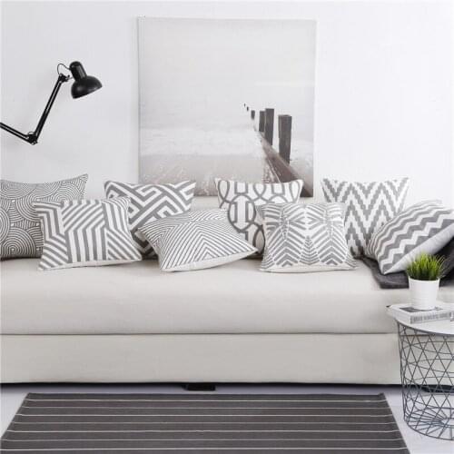 Hap-deer Delicate Cotton Canvas Embroidery Square Damask Decorative Pillow Patio Couch Throw Cushion Invisible Zipper 45X45CM