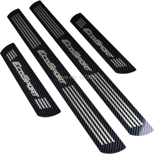 For Ford Ecosport 2021 2020-2013 Carbon Fiber Car Door Sill Kick Scuff Plate Protectors Trim Cover Sticker Car Styling Accessory