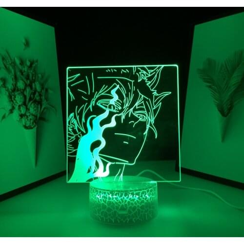 Black Clover Anime Figure LED Night Light for Birthday Gift Home Decoration Manga 3D Table Lamp Asta Black Clover