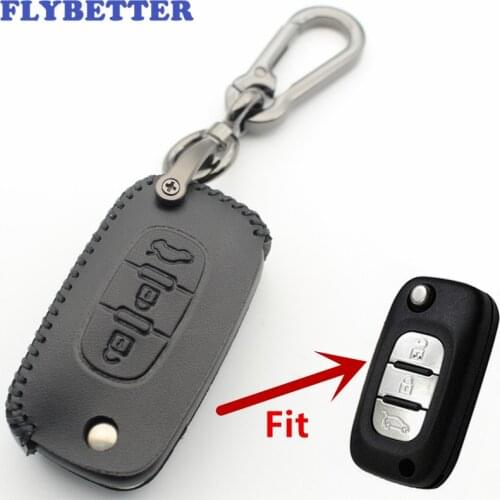 FLYBETTER Genuine Leather 3Button Flip Folding Key Case Cover For Lada Sedan/Largus/Kalina/Granta/Vesta L544