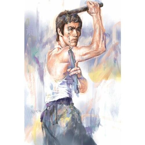 Artistic canvas or silk print movie Kung Fu star Bruce Lee poster 24x36 12x18 inches for interior decoration
