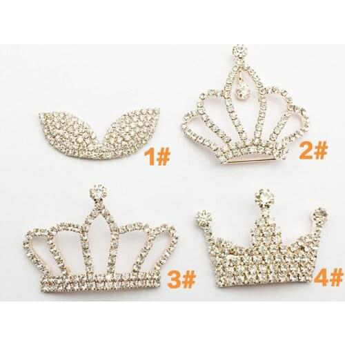 5pcs/lot 4 size Rhinestone Crown Button Used On Decoration Flat Back Silver Color Decoration Button free shipping