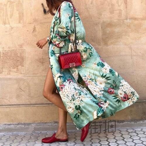 Turquoise floral print batwing sleeve long wrap summer dress bohemia kimono beach dresses hippie chic rayon boho dress casual