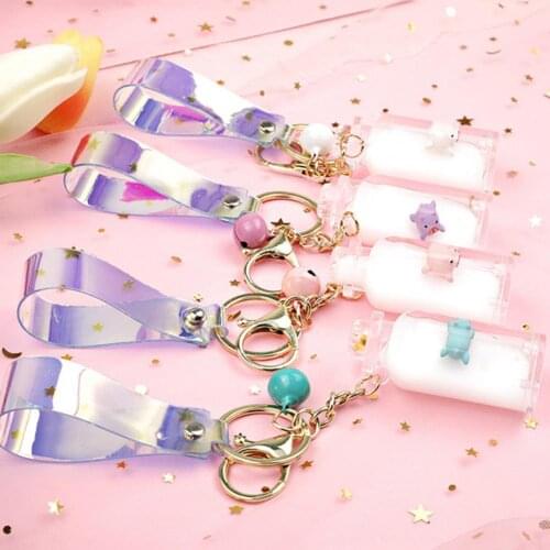 Key Pendant Small Portable Lightweight Cute Floating Milk Pig Keychain For Girl Drift Bottle Backpack School Bag Pendant