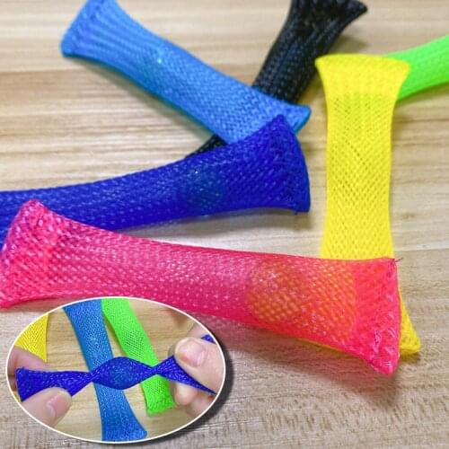 Marbles Ball Autism Anxiety Therapy Toys EDC Stress Relief Hand Fidget Toy Net Tube with Glass Marble Decompression Toy