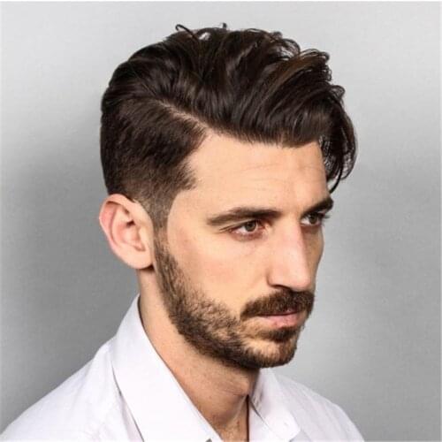 Men Toupee Hairpieces European Human Hair Replacement System Hair Topper Pieces for Men Swiss Lace Net with PU Base Size