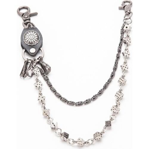 Mens Motorcycle KeyChain Jean Biker Wallet Belts Chain Skull Charm Leather Gothic Rock Pants Trousers Waist Key Mens 2021DR34