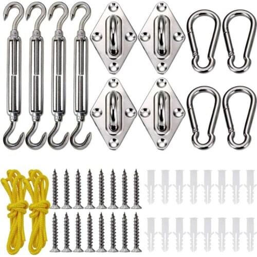 New-Shade Sail Hardware Kit, Stainless Steel Hardware Kit for Triple-Cornered Square Rectangle Sun Shade Sail Installation