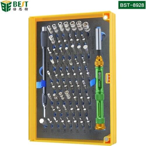 BST-8928 63 in 1 Professional Multifunctional precision screwdriver set magnetic bit driver kit for iPhone,Mac,Laptop