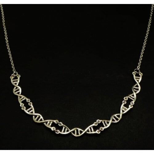 Wholesale Helix DNA Necklace Choker Linked Chain - Science Biology Chemistry Teacher Geek Geekery Genetics College Student Gift