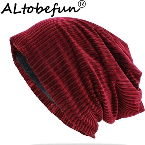 ALTOBEFUN Autumn Winter Hat Men Adult Skullies Beanie Faux Fur Warm Baggy Hat Beanies Thick Hat For Women Caps BHT148