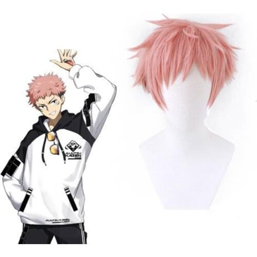Anime Comic Jujutsu Kaisen Cosplay Wigs Yuji Itadori Cosplay Wig Synthetic Wig Pink Short Straight Hairs Cosplay Accessory