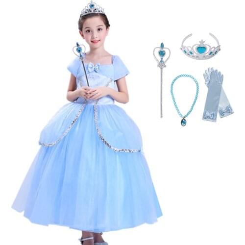 YOFEEL Girls Cendrillon Dress Cosplay Costume Child Sequined Fancy Princess Dress Girl Birthday Party Layered Ball Gown Clothes