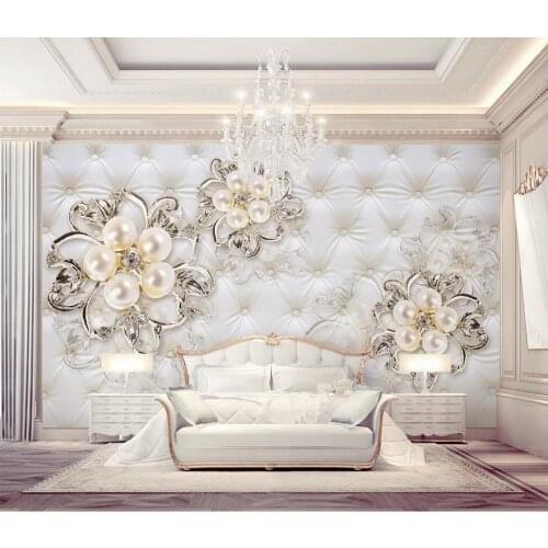 Custom 3d photo wallpaper 3d wall murals wallpaper 3d three-dimensional aesthetic European soft pearl flower TV background wall