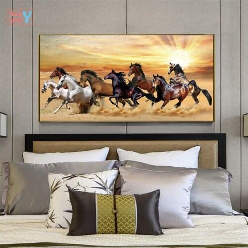 Galloping Horse Poster Running Horses Canvas Painting For Bedroom Wall Art Prints Sunset Landscape Animal Poster Home Decoration