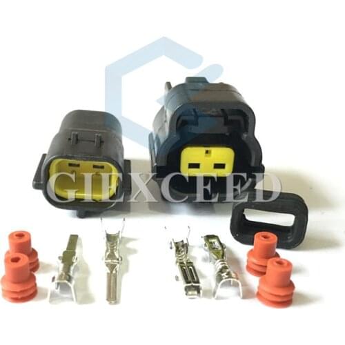 2 Sets 2 Pin 174352-2 174354-2 Automotive Connector For Mazda RX7 FD Intake Air Temp Sensor Plug Engine Room Position Socket