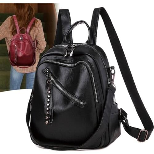 Ansloth Womens Backpack 2021 New Fashion Designer Backpack Luxury PU Leather Shoulder Bags Casual School Bag Female Bag HPS1086