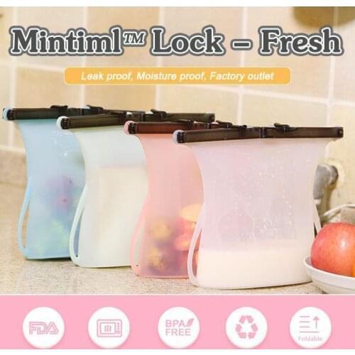 Silicone fresh-keeping Containers Leakproof Containers Reusable Stand Up Zip Shut Bag Cup Fresh Bag Food Storage Bag Fresh Wrap