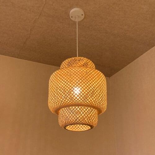 Modern bamboo chandelier hand woven lamp Art dining room lantern chandelier bedroom room restaurant lighting