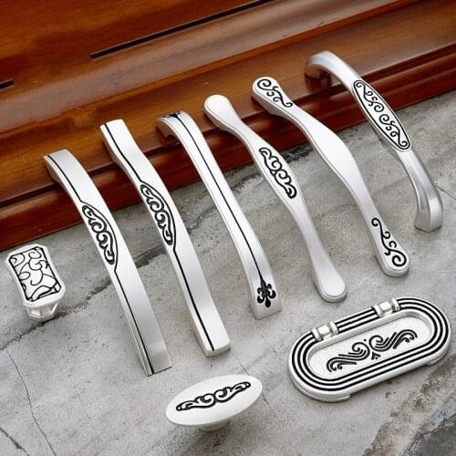 Modern Slotted Solid Zinc Alloy Handles 96mm 128mm Kitchen Cabinet Handles Cupboard Drawer Knobs Pulls Furniture Hardware