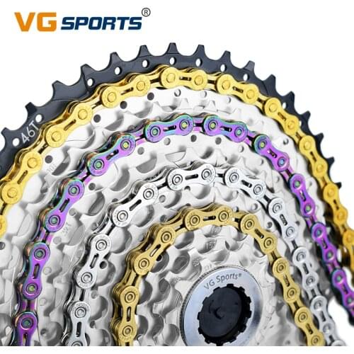 VG Sports 8 9 10 11 Speed colorful Bike Chain MTB Bicycle Chain Half Full Hollow Titannium Nitride Coating Road Bike Chains 116L