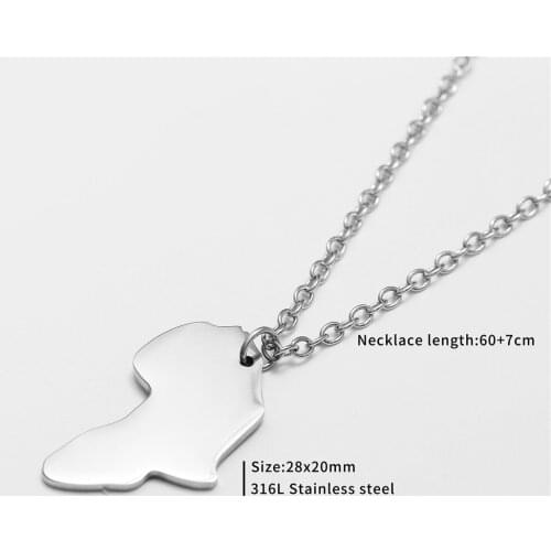 Steel Pendant Necklace For Men Simple Link Chain Stainless Steel Charm Necklace Fatima Star Feather Africa Map Pendant Necklace