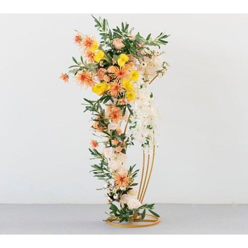 Wedding centerpiece Artificial flower stand wrought iron flower fish mermaid flower arrangement road lead backdrop decor