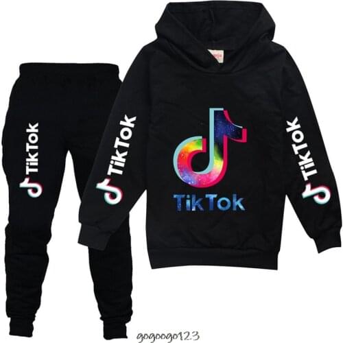 Tik Tok children girl clothes Set 2021 Spring Autumn Sweatshirts Kids Suit Children Baby boys Hoodies+pant 2pcs Sets