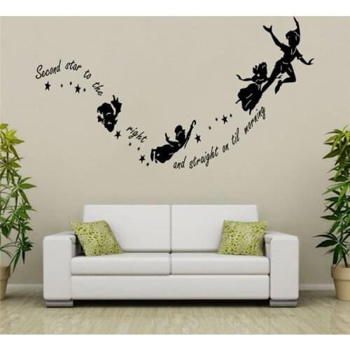 Tinkerbell second star to the right Peter pan Wall Stciker Mural Art Vinly Decal Home Room Decor Bedroom Removable