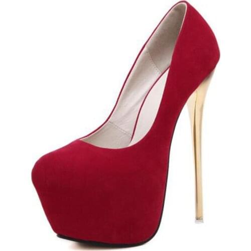 Big Size 41 42 43 44 45 Sexy Pumps Wedding Women Fetish Shoes High Heel Stripper Flock Pumps 16 Cm Zapatos Mujer