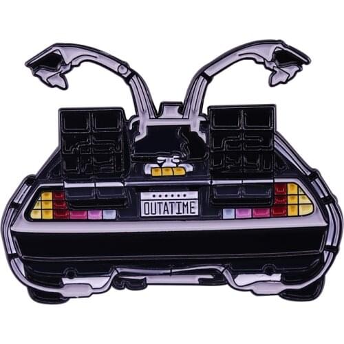 Back to the Future Delorean 'OUTATIME' Enamel Pin Travel back to the 1991 opening of famous motion simulator thrill rides