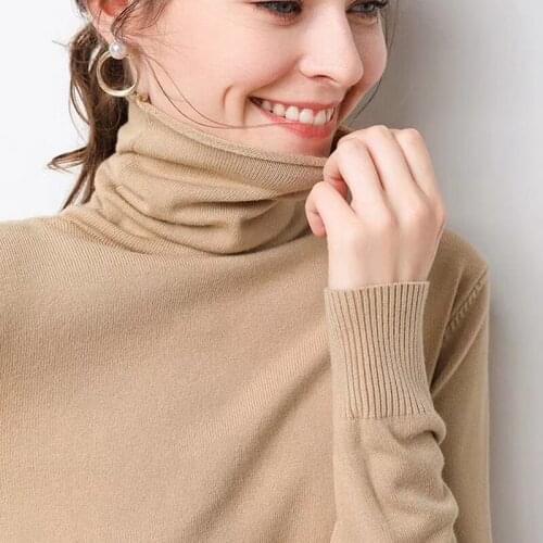 Ribbed Turtleneck Pullover Sweater Autumn Winter Soft Long Sleeve Knitted Sweaters Women Slim Solid Color Jumper