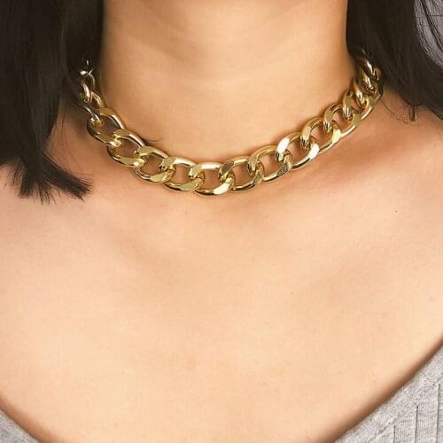 Punk Exaggerated Chunky Heavy Thick Chain Choker Necklace for Women Vintage Geometric Chocker Collar Fashion Jewelry XR2093
