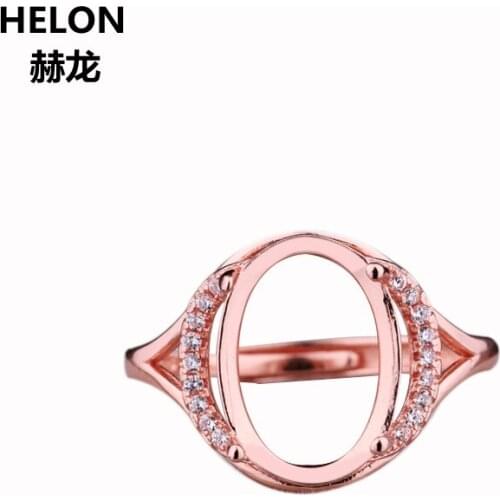 Sterling Silver 925 Women Engagement Wedding Ring 10x13mm Oval Cabochon Semi Mount Ring Setting Fit Amber Agate Turquoise