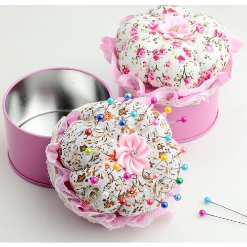 Country Style Pink Needle Pillow Floral Print Cup Cake Shape Romantic Pin Cushion Home DIY Sewing Accessories 1 PC Needle Holder
