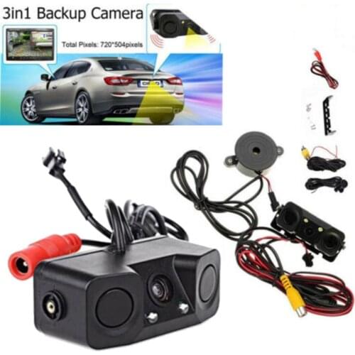 12V Universal Car Parking Sensor Kit Reverse Backup Radar Sound Alert Indicator Auto Visual Reversing Rear View Parking Camera